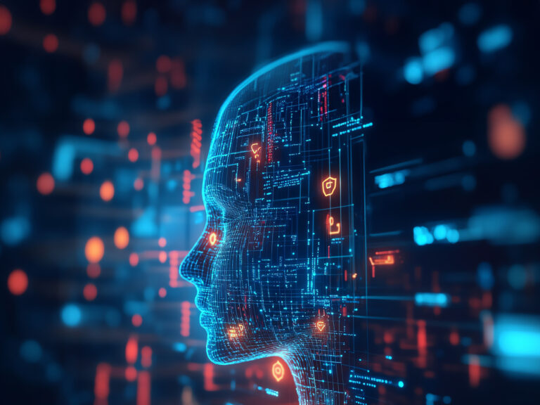 Bild mit digitalen Kopf. Genutzt für das IHK-Aufbauseminar Generative KI Strategien.